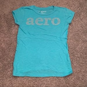 Y2K blue jeweled small Aeropostale tee